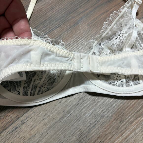 & Other Stories 34D Lace Underwired Bra White Cream Poppy Sheer Adjustable Strap - Picture 6 of 9